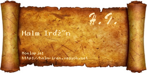 Halm Irén névjegykártya